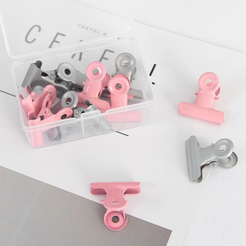Metal Clamp: 12pcs Multicolor Chrome-Finished Rustproof Durable - 16mm Capacity Hanging Binder Clip for Home Office School Desktop Organization - Image 4