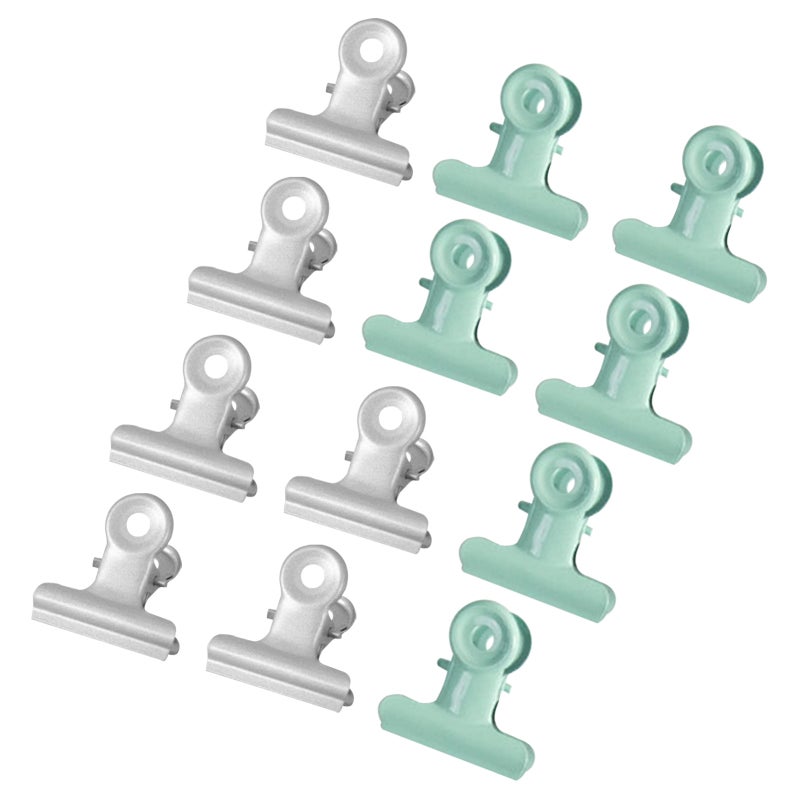 Metal Clamp: 12pcs Multicolor Chrome-Finished Rustproof Durable - 16mm Capacity Hanging Binder Clip for Home Office School Desktop Organization - Image 1