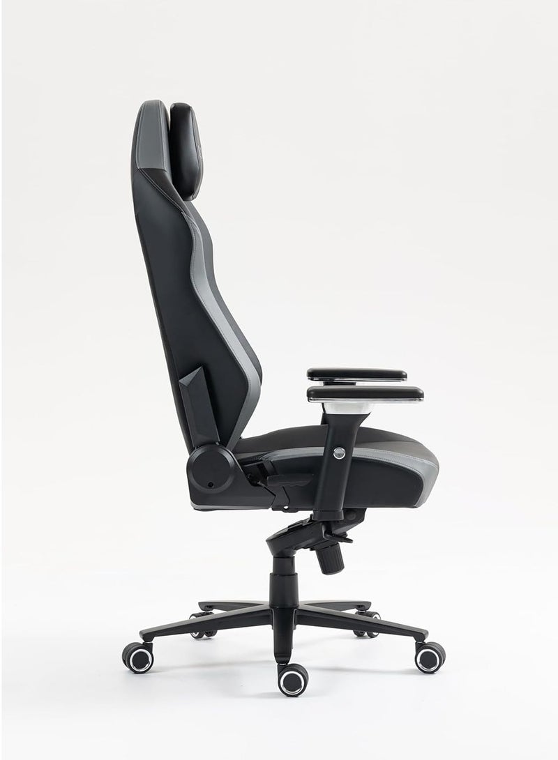 بلاك كرسي ألعاب فاخر ومريح - ظهر مرتفع مع مساند ذراع قابلة للتعديل، ودعم أسفل الظهر ومسند رأس - مصنوع من جلد البولي يوريثان الفاخر، قابل للإمالة حتى 135 درجة - للاستخدام في المكتب والألعاب - Image 4