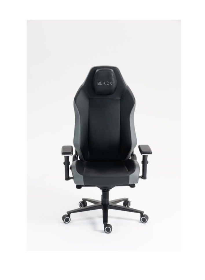 بلاك كرسي ألعاب فاخر ومريح - ظهر مرتفع مع مساند ذراع قابلة للتعديل، ودعم أسفل الظهر ومسند رأس - مصنوع من جلد البولي يوريثان الفاخر، قابل للإمالة حتى 135 درجة - للاستخدام في المكتب والألعاب - Image 2