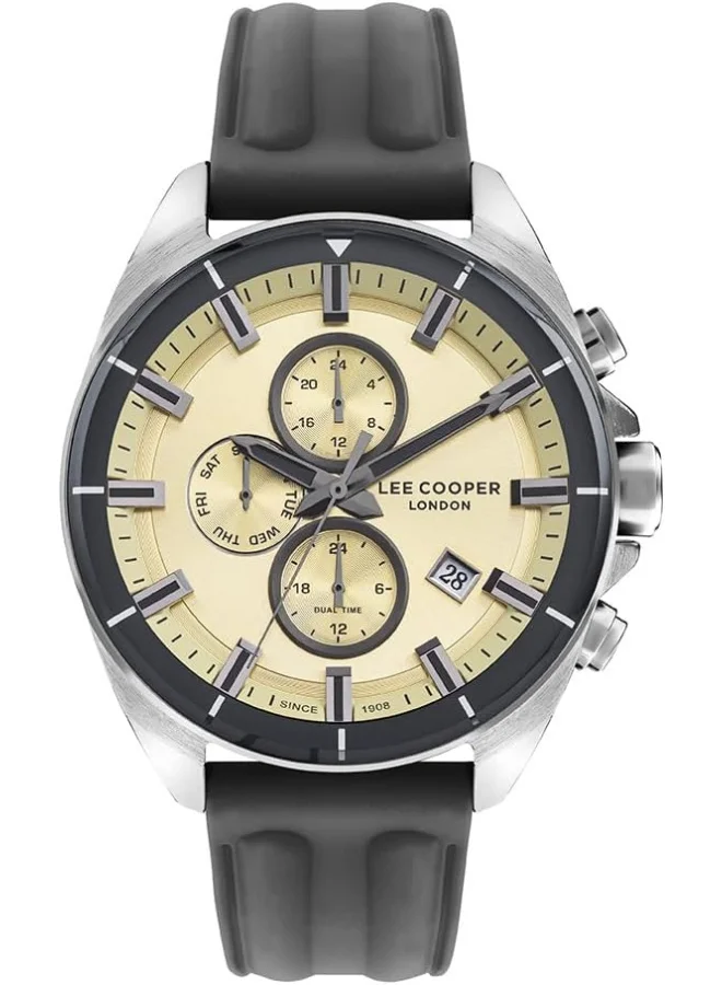 لي كوبر Lee Cooper Men's VX9NE1 Movement Watch, Multi Function Display and Silicone Strap - LC07881.346, Grey