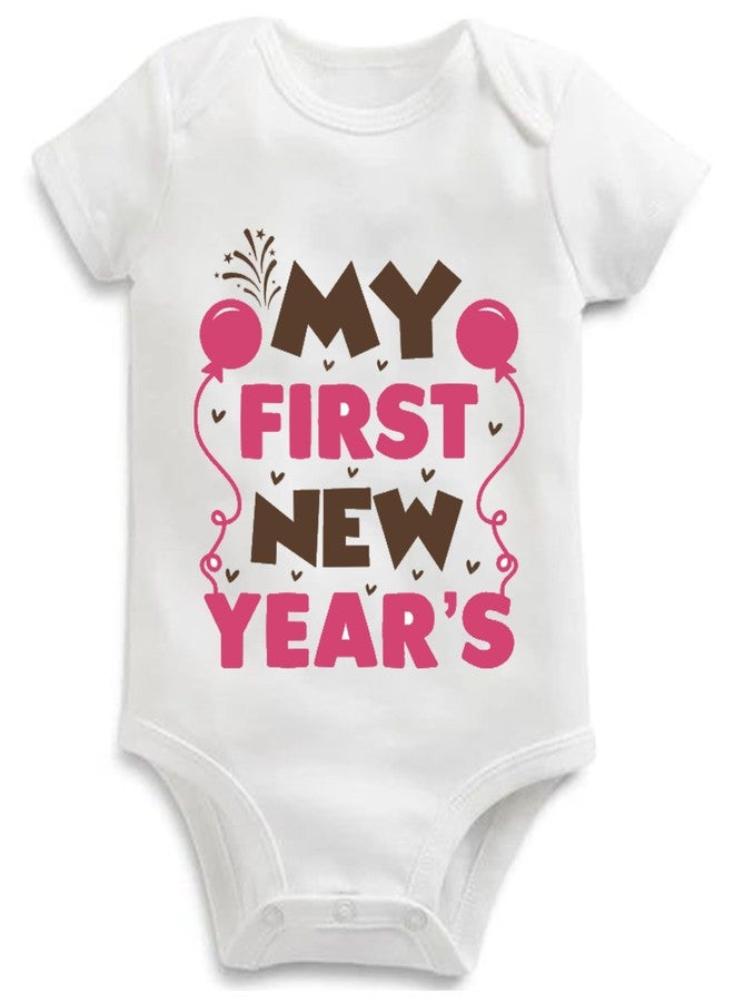 American Apple Romper My 1st New Treandy Year Printed New Year Printed dress Baby Sleep Suit For Baby Boys & Baby Girls Printed Birthday Gift Rompers TShirt (6-9 Months, My 1st New Year 02)