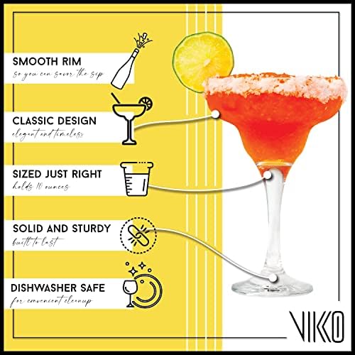 Vikko Vikko Margarita Glasses 10 Ounce Crystal Clear Set of 6 Margarita Glasses Elegant Glassware for Margaritas Pina Coladas and Cocktails  - Image 2