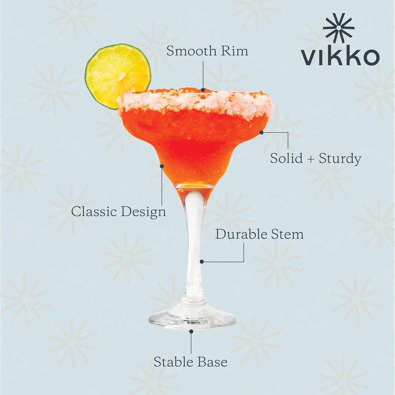 Vikko Vikko Margarita Glasses 10 Ounce Crystal Clear Set of 6 Margarita Glasses Elegant Glassware for Margaritas Pina Coladas and Cocktails  - Image 3