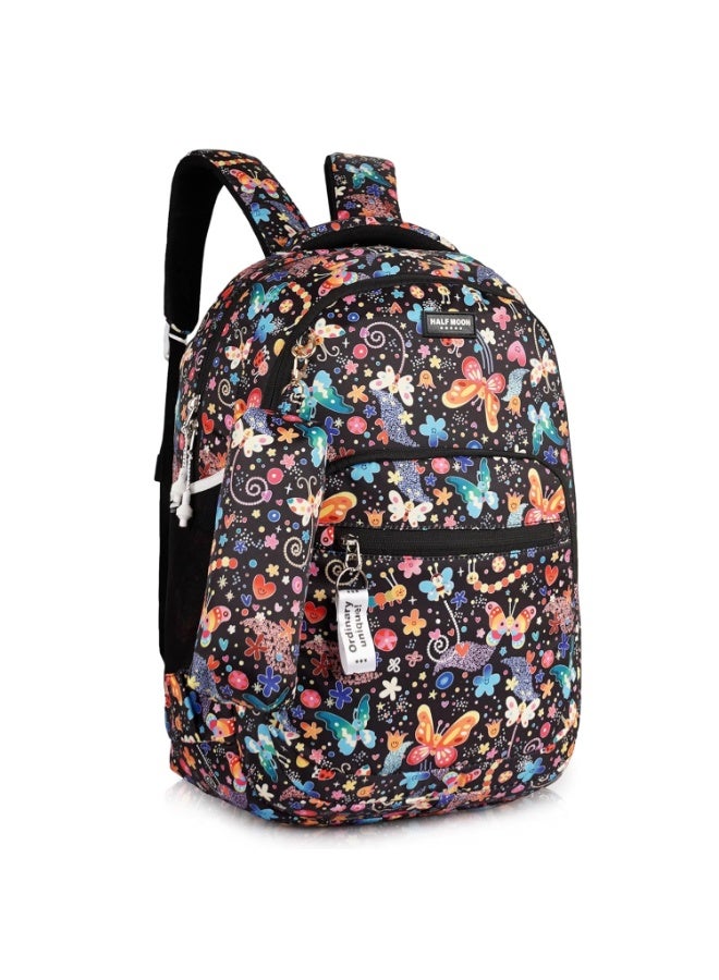 هاف مون Half Moon School Bag for Girls Boys | Class 5th to 12th | Daypack Bagpack | 35L College Backpack for Women Men | Three Spacious Compartments with Pouch - Image 1