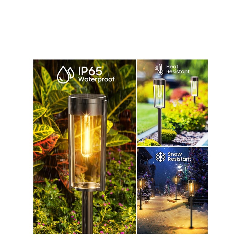 Zikra Solar Pathway Lights Outdoor 6 Pack, Upgraded Super Bright Up to 12 Hrs Long Lasting Solar Outdoor Lights, IP65 Waterproof Auto ON/Off Landscape Path Lights for Walkway Driveway Patio Yard - Image 5