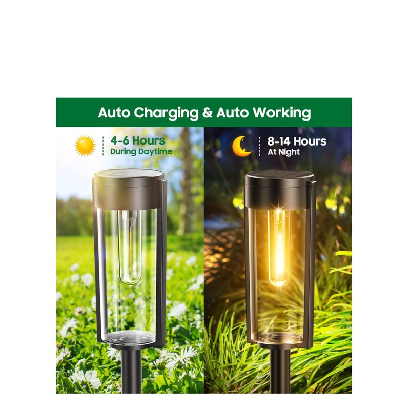 Zikra Solar Pathway Lights Outdoor 6 Pack, Upgraded Super Bright Up to 12 Hrs Long Lasting Solar Outdoor Lights, IP65 Waterproof Auto ON/Off Landscape Path Lights for Walkway Driveway Patio Yard - Image 4