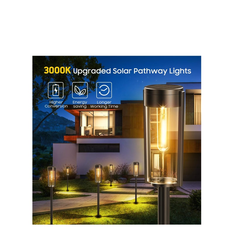 Zikra Solar Pathway Lights Outdoor 6 Pack, Upgraded Super Bright Up to 12 Hrs Long Lasting Solar Outdoor Lights, IP65 Waterproof Auto ON/Off Landscape Path Lights for Walkway Driveway Patio Yard - Image 2