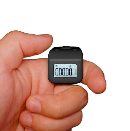 Arvakr Rechargeable Finger Counter, IPX8 Waterproof Lap Counter, Silent 6 Channels Digital Tasbih Tally Clicker with LED for Prayer Swimming Knitting Gift, Black - Image 1