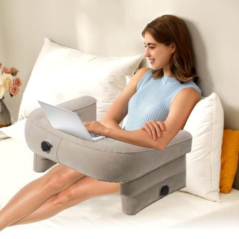 Inflatable Lap Desk Pillow, PVC Reading Pillow with Extra Large Arm Rest, Laptop Lap Desk with Inflatable Bag for Reading, Working, Writing, Playing Steam Deck Switch or Sitting in Bed Couch Floor Sofa - Image 1