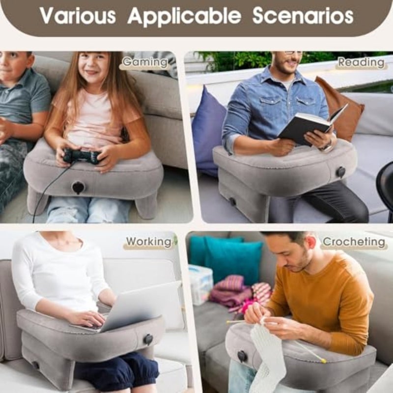 Inflatable Lap Desk Pillow, PVC Reading Pillow with Extra Large Arm Rest, Laptop Lap Desk with Inflatable Bag for Reading, Working, Writing, Playing Steam Deck Switch or Sitting in Bed Couch Floor Sofa - Image 4