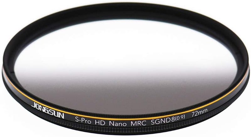 JONGSUN 72mm ND Filter, Color Graduated Gray Neutral Density Filter, 18 Layer Multi-Coated, Optical Glass Schott B270, CSGND8 (0.9) 3-Stop - Image 1
