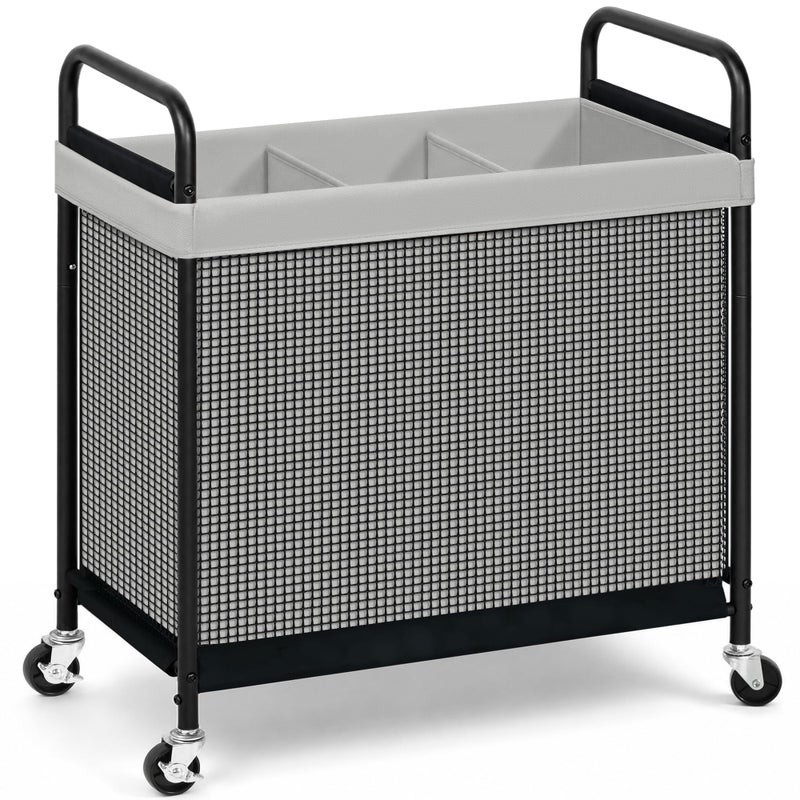 STORAGE MANIAC Rolling Laundry Hamper with Wheels 3Section Laundry Sorter Rolling Laundrys Basket on Wheels with Removable Bag Clothes Hamper Laundrys Organizer Cart Bathroom Bedroom 120L Grey - Image 2