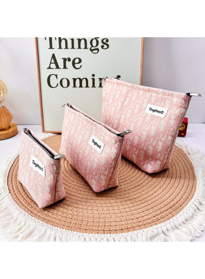 Niche Fabric Makeup Women's Bag Wash Bag Large Capacity High-looking European And American Style Storage Bag Pink Makeup Bag Women's Bag-Size:Pink D Medium (length 23 * Height 13) - Image 5