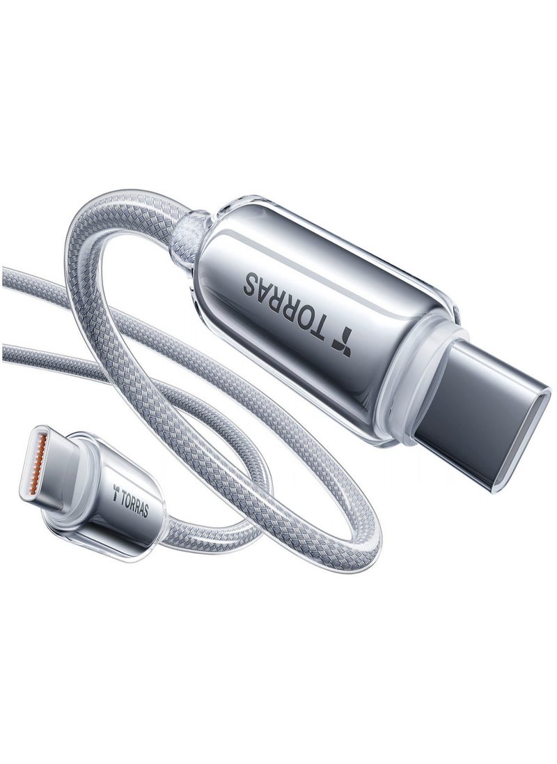 TORRAS USB-C To USB-C Cable 60W (1.2m) Mil-Grade Tested USB-C Charger Cable Fast Charge for iPhone 16/Plus/Pro/Pro Max, iPhone15/Plus/Pro/Pro Max, Samsung S25/Plus/Ultra, S24/Plus/Ultra, S23/Plus/Ultra, MacBook Air, Pro / iPad Pro/Air/Mini (Titanium Grey)  - Image 2