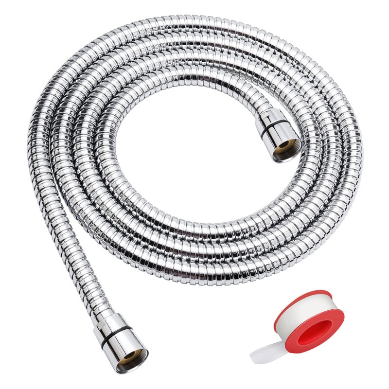 Blissland Shower Hose, 79 Inches Extra Long Stainless Steel Handheld Shower Head Hose with Brass Insert and Nut - Durable and Flexible(Chrome) - Image 1
