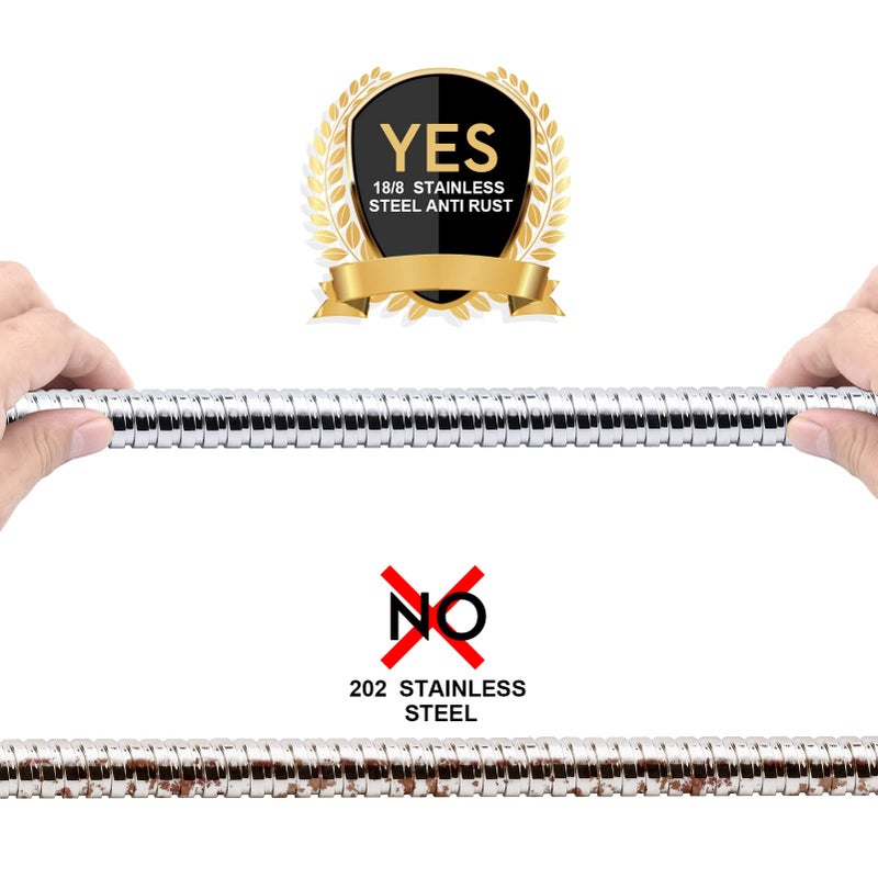 Blissland Shower Hose, 79 Inches Extra Long Stainless Steel Handheld Shower Head Hose with Brass Insert and Nut - Durable and Flexible(Chrome) - Image 5