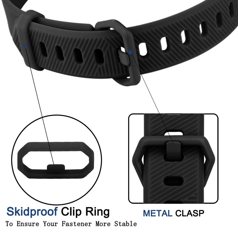 Tobfit 4 Pack Bands Compatible with Fitbit Alta/Alta HR Bands, Soft Sport Silicone Replacement Wristbands for Women Men (Large, Black/Blue/Gray/White) - Image 3