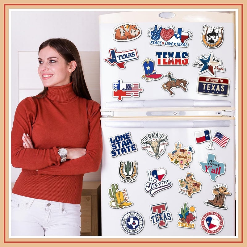 Konohan 30 Pcs Texas Souvenirs Gifts Texas Magnet for Refrigerator City Magnetic Refrigerator Stickers for Home Decoration - Image 5