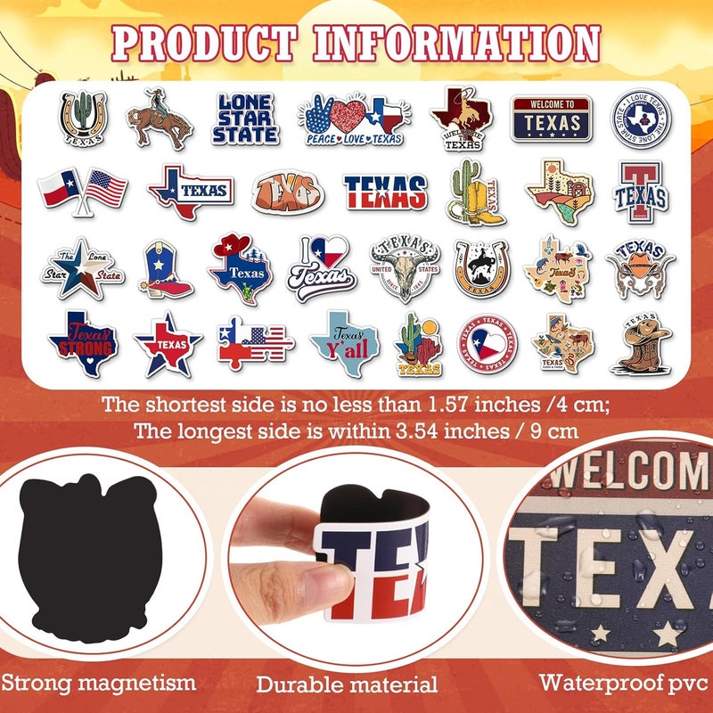 Konohan 30 Pcs Texas Souvenirs Gifts Texas Magnet for Refrigerator City Magnetic Refrigerator Stickers for Home Decoration - Image 2