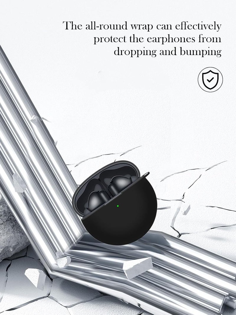 SJet Soft Silicone Protective Case Cover for Huawei FreeBuds 7i with Keychain (Black) - Image 3