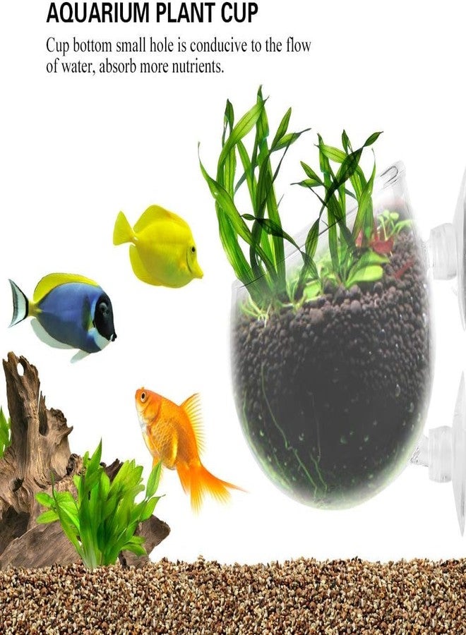 حامل نباتات حوض السمك VAYINATO®، وعاء منقط، حوض سمك مع كوب شفط لتثبيت النباتات، قطعة واحدة - وعاء زجاجي كريستالي للنباتات المائية، قطعة ديكور من Petzlifeworld - Image 5