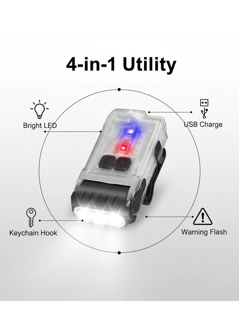 Y&D LED Small Flashlight Powerful Flashlight Super Bright with 80° Swivel Head Clip Warm White Red Blue COB Light - Mini Pocket with Keychain USB Rechargeable 10 Models IP67 Waterproof LED Flash Light with Tail Magnet - Image 3