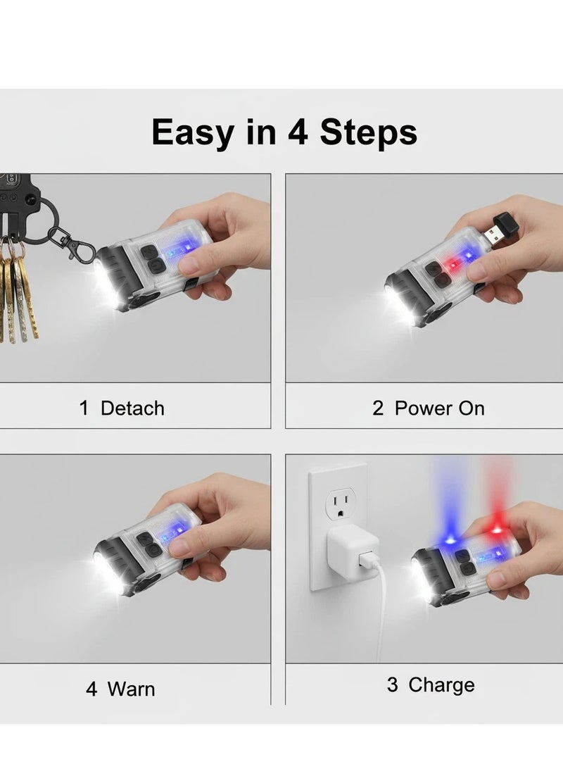 Y&D LED Small Flashlight Powerful Flashlight Super Bright with 80° Swivel Head Clip Warm White Red Blue COB Light - Mini Pocket with Keychain USB Rechargeable 10 Models IP67 Waterproof LED Flash Light with Tail Magnet - Image 5