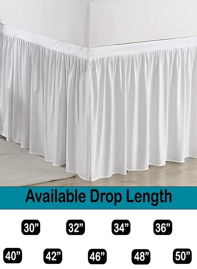تنورة سرير من Peace Sleep Bedding، مقاس توين إكس إل - طول 32 بوصة، تنورة سرير مكشكشة مناسبة لغرف الطلاب، مصنوعة من 100% مايكروفايبر - أبيض - Image 4