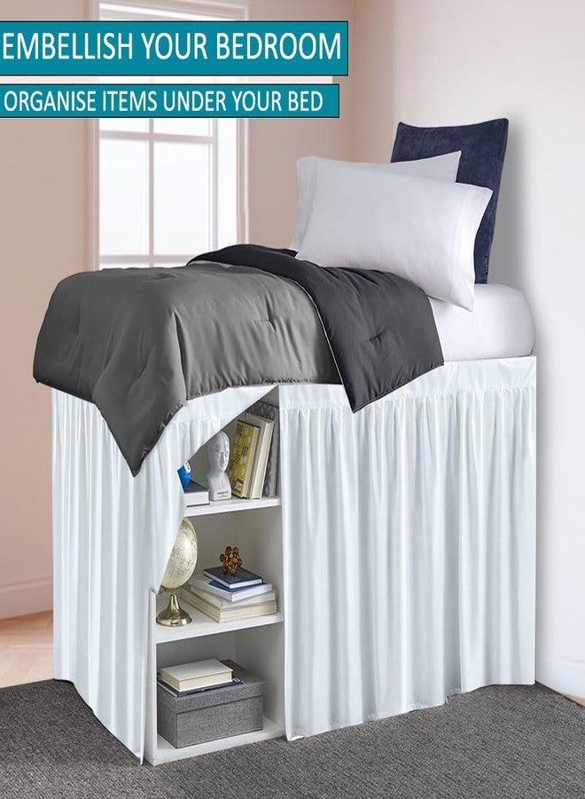 تنورة سرير من Peace Sleep Bedding، مقاس توين إكس إل - طول 32 بوصة، تنورة سرير مكشكشة مناسبة لغرف الطلاب، مصنوعة من 100% مايكروفايبر - أبيض - Image 3