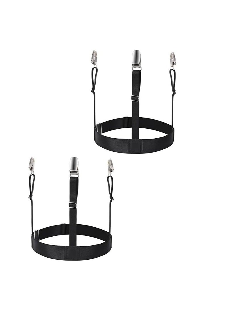 Shirt Holder Strap with Non-Slip Locking Clip,Adjustable Shirt Stays,Black  - Image 1