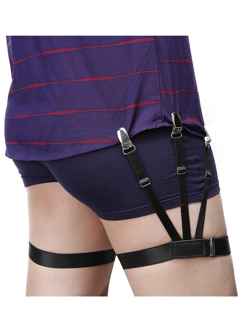 Shirt Holder Strap with Non-Slip Locking Clip,Adjustable Shirt Stays,Black  - Image 3