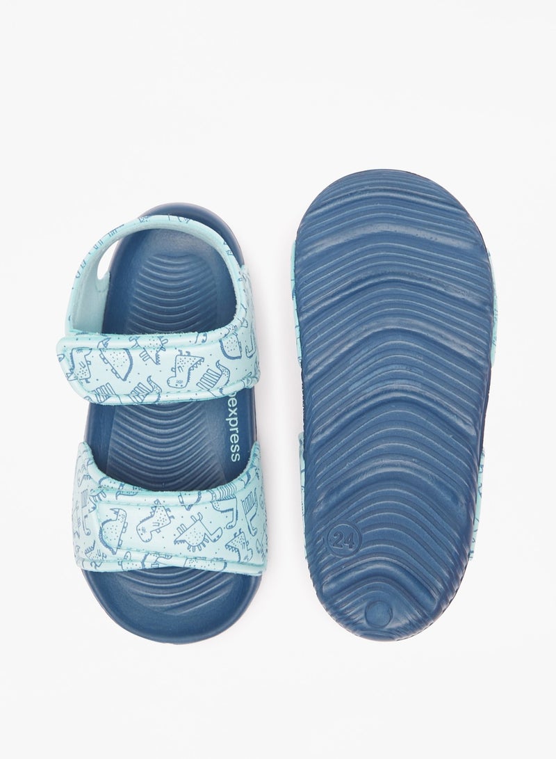 shoexpress Boys Printed Sandals with Hook and Loop Closure - Image 4