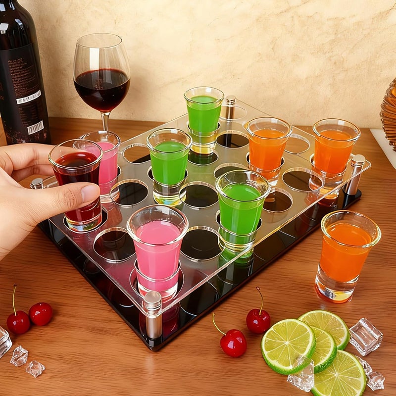 GeryVtee 24 Shot Holder Tray Acrylic Shot Tray Clear Wine Glass Organizer Wine Display Holder Cups Display Accessories for Party, Bar, Club,Hole: 1.5 Inch - Image 5