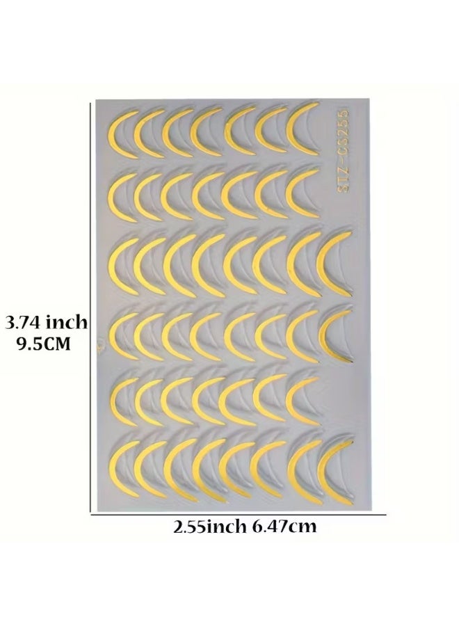 Goolsky ملصقات أظافر فرنسية ثلاثية الأبعاد - خطوط معدنية ذهبية متعرجة، ملصقات ذاتية اللصق لفن الأظافر الجل - Image 2
