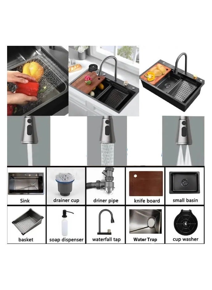 Shams Smart kitchen sink, 76 x 45, including everything including a drainer and a mixer - Image 3