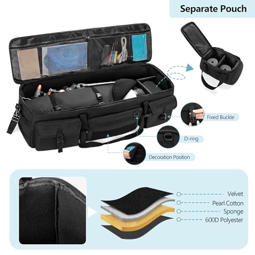 HODRANT Large Telescope Carrying Case, Soft Pad Telescope Travel Bag Compatible with Celestron Telescope, 40 inch Telescope Storage Bag with Fixed Buckles for Optical Tube & Tripod, Attached Small Bag - Image 4