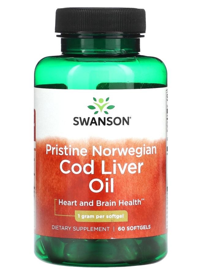 SWANSON Pristine Norwegian Cod Liver Oil 1 g  60 Softgels