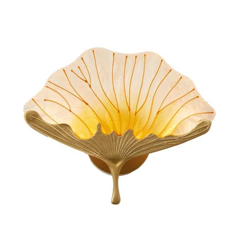 Luxury Ginkgo Copper Wall Lamp, Bedroom Living Room Background Lighting - Image 1