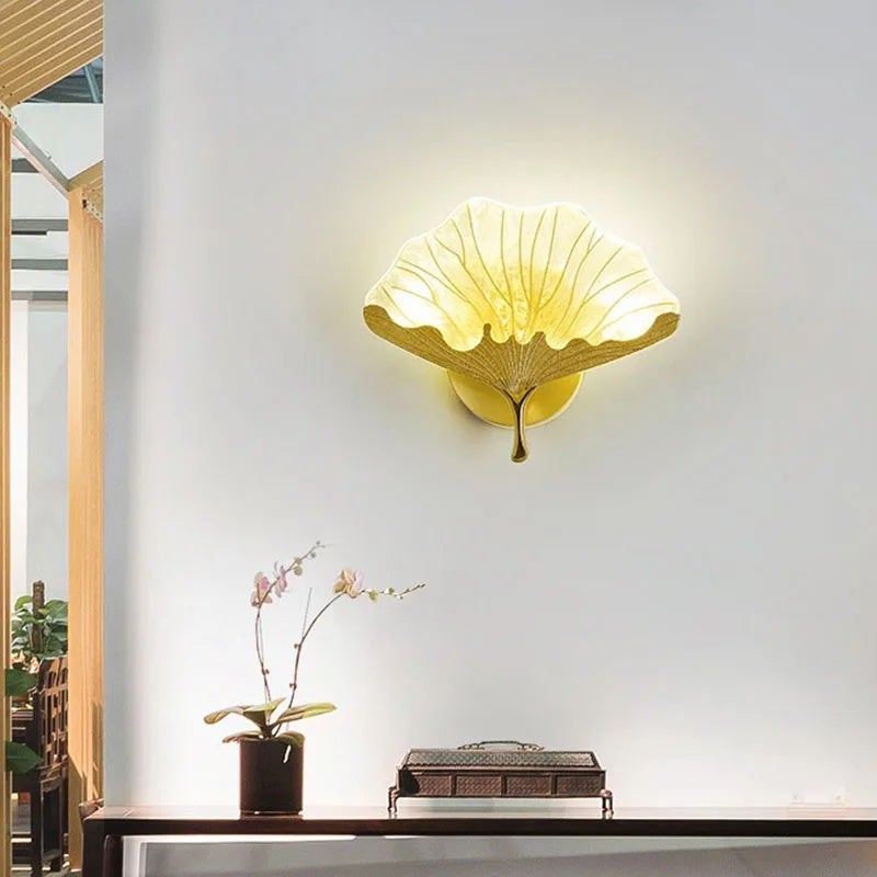 Luxury Ginkgo Copper Wall Lamp, Bedroom Living Room Background Lighting - Image 3