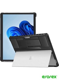 Case for Microsoft Surface Pro 8 2021, Rugged Protective Cover with Built-in Hand Strap Compatible Type Keyboard -Black