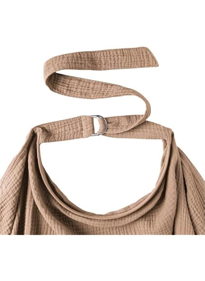 HOOKOR Muslin Nursing Cover for Breastfeeding, Breathable Privacy Nursing Covers with Arch Neckline for Hands-Free View, Soft Cotton Multi-use Adjustable Nursing Apron Cover | Carseat Cover (Brown)  - Image 5