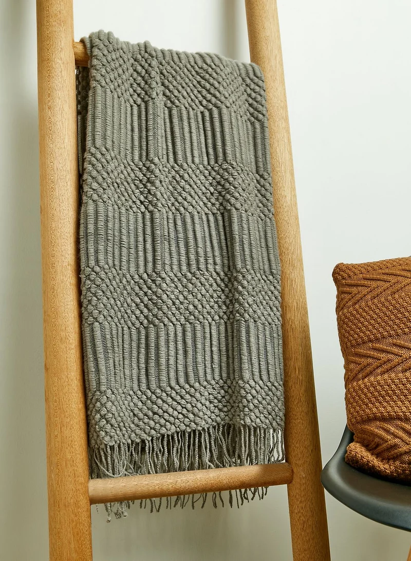 Noire Edit Grey Knitted Blanket 127*152Cm