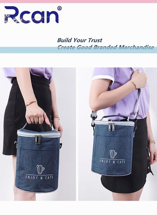 Rcan 1 Pcs Lunch Bag Insulated Lunch Box Multiple Capacity Portable Cooler Tote Bag For Men Women Adult For Office Handbag With Adjustable Shoulder Strap Leakproof Water Resistant  - Image 2