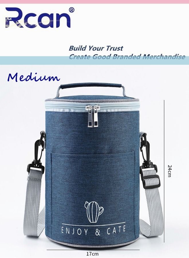 Rcan 1 Pcs Lunch Bag Insulated Lunch Box Multiple Capacity Portable Cooler Tote Bag For Men Women Adult For Office Handbag With Adjustable Shoulder Strap Leakproof Water Resistant  - Image 4