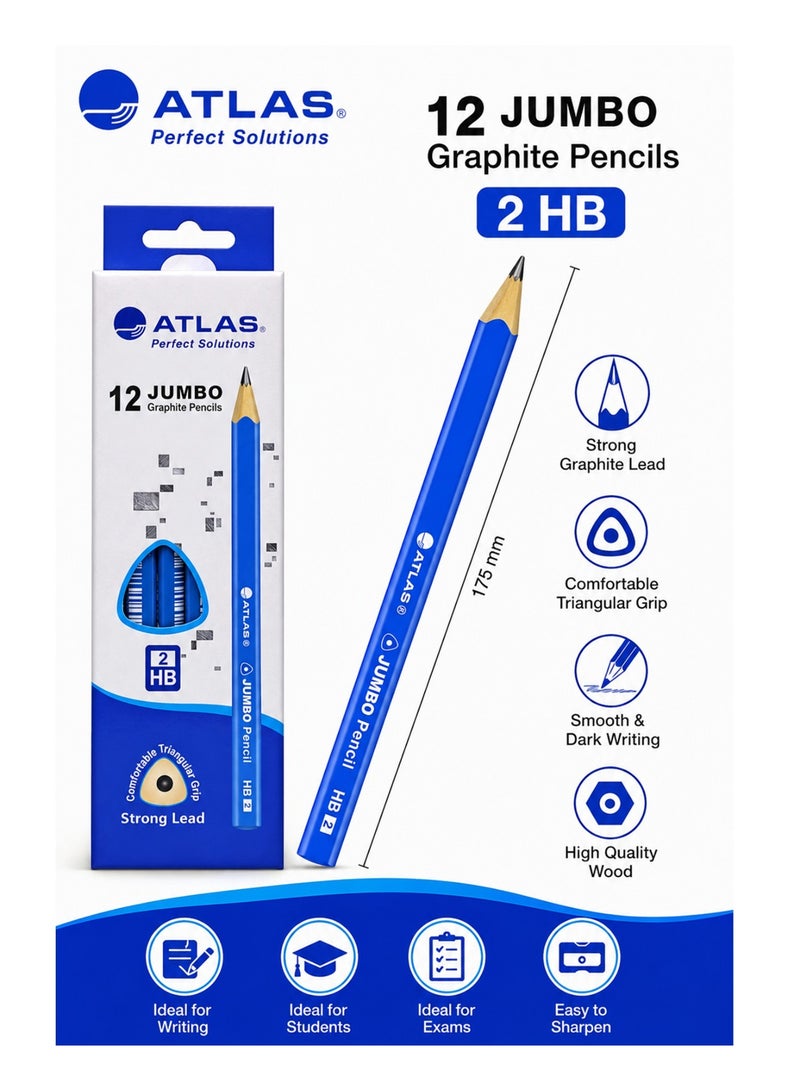 ATLAS 12-Piece Jumbo Graphite Pencils - Image 1