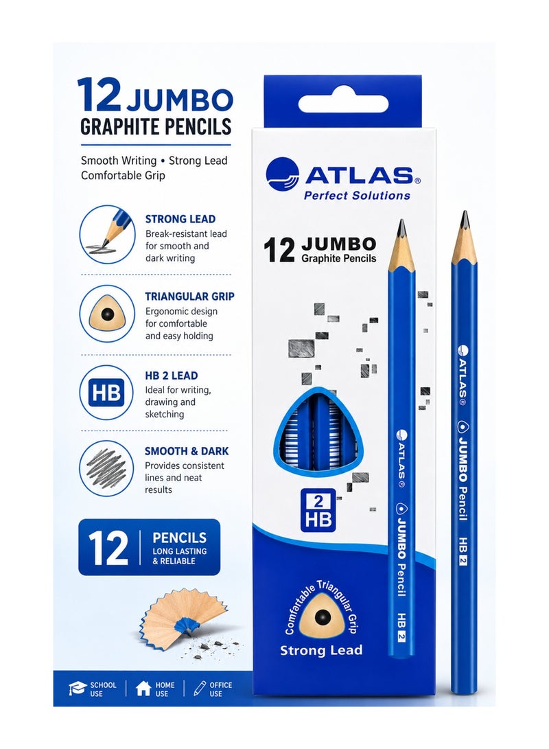 ATLAS 12-Piece Jumbo Graphite Pencils - Image 3