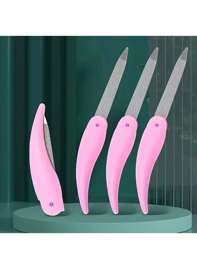 ملف أظافر وردي 5 في 1 على شكل طائر قابل للطي من الفولاذ المقاوم للصدأ - قابل لإعادة الاستخدام، قابل للغسل، سهل الحمل - Image 2