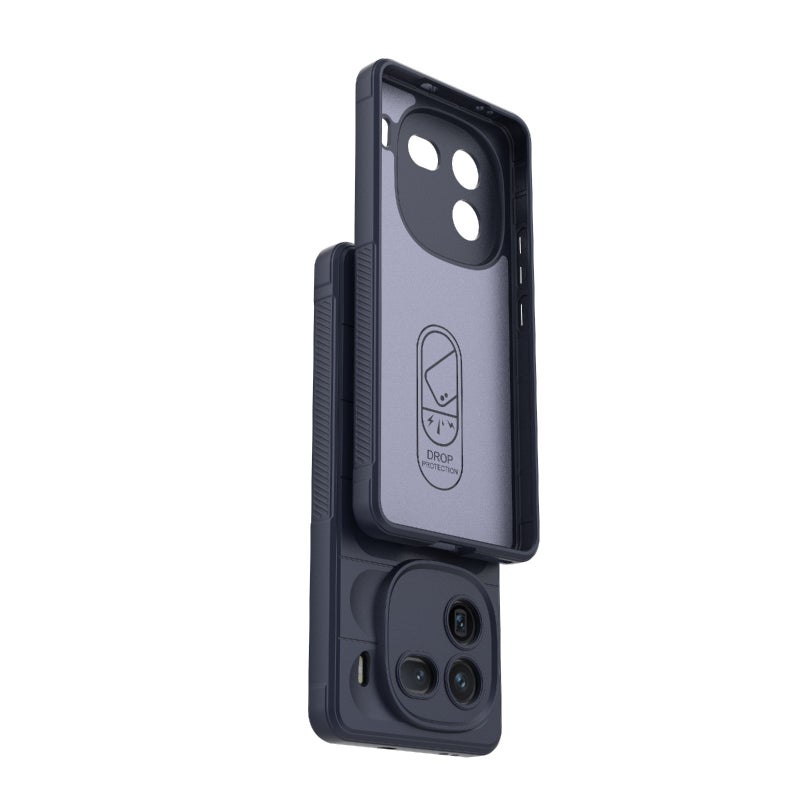HuHa Case Cover For vivo iQOO 12 5G Magic Shield TPU + Flannel Phone Case(Dark Blue) - Image 3