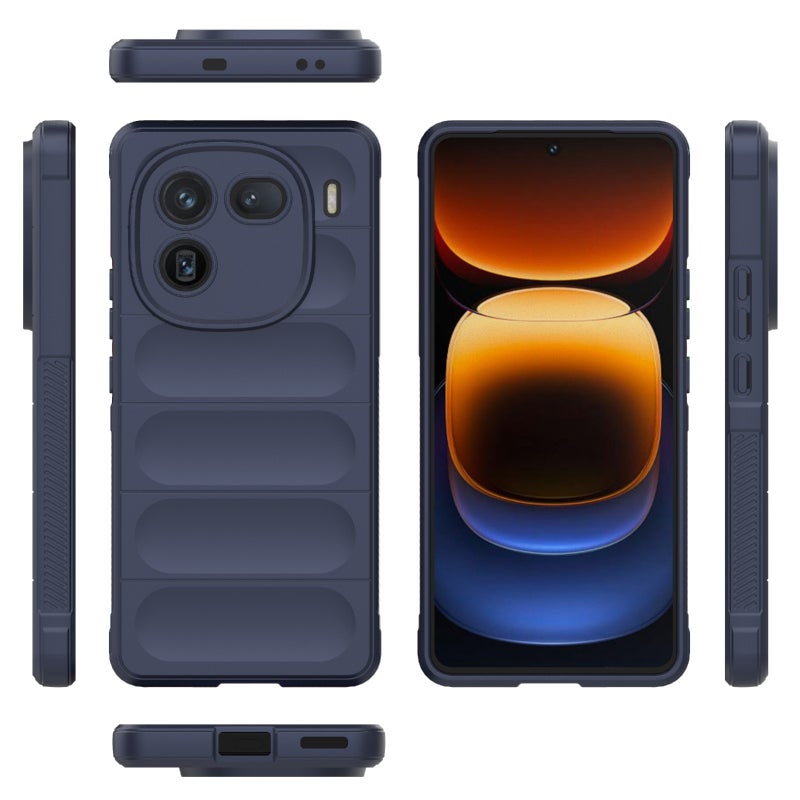 HuHa Case Cover For vivo iQOO 12 5G Magic Shield TPU + Flannel Phone Case(Dark Blue) - Image 2